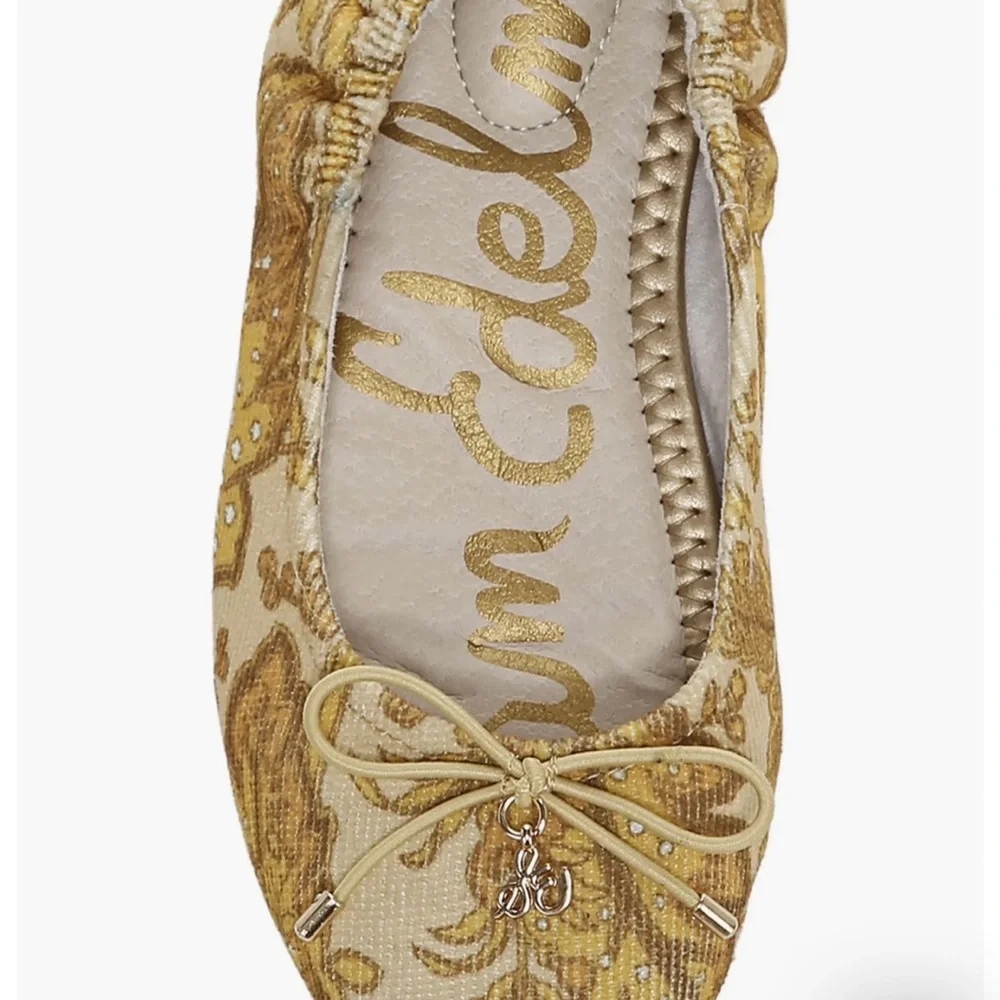 New Sam Edelman Felicia Floral Jacquard Ballet Flat, Size 2, Girl Youth Shoes